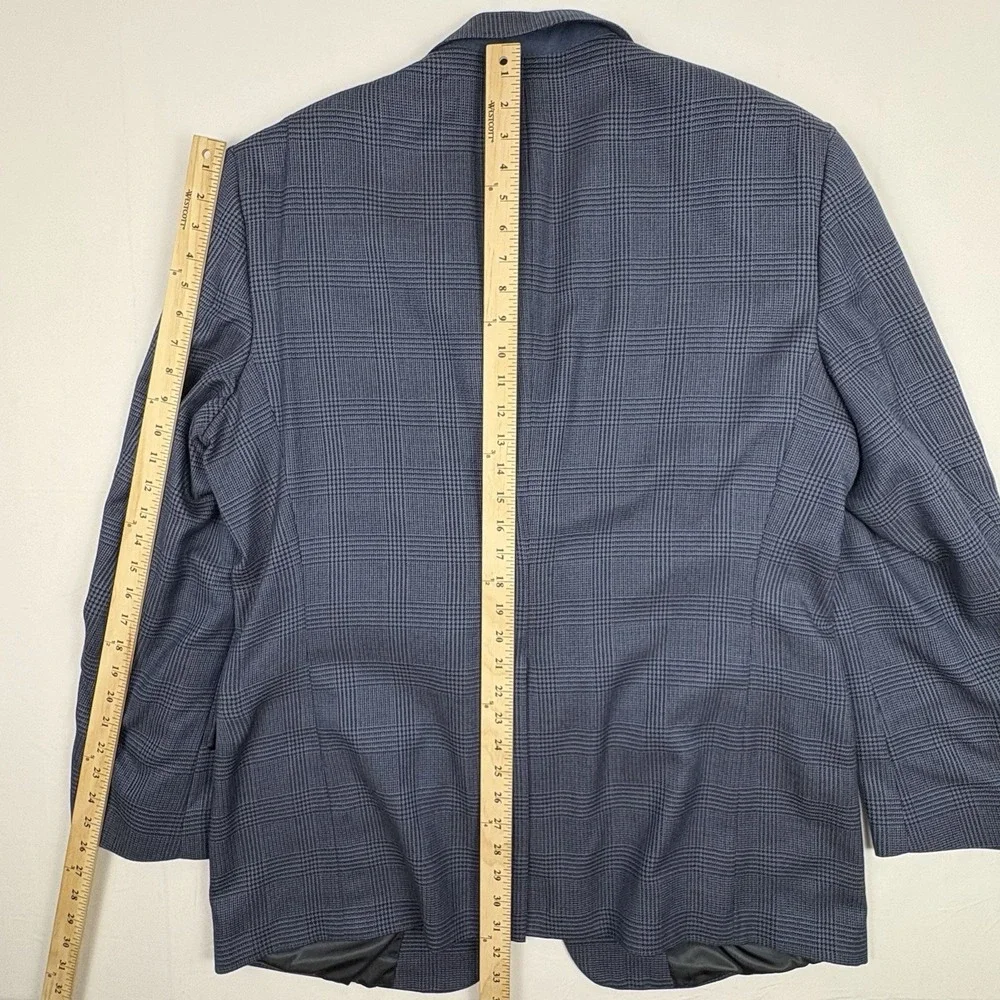 VTG Stafford Executive Hartmarx 100% Wool Sport Coat 46L Navy Glen Plaid USA EUC